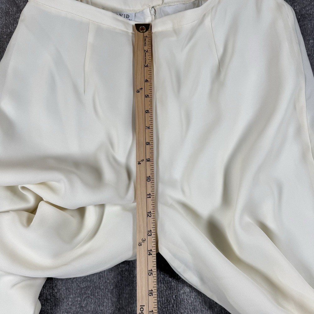 VTG David Warren Pants Women's 16 Ivory Lined Flowy Wide Leg High Rise Party - Picture 6 of 8